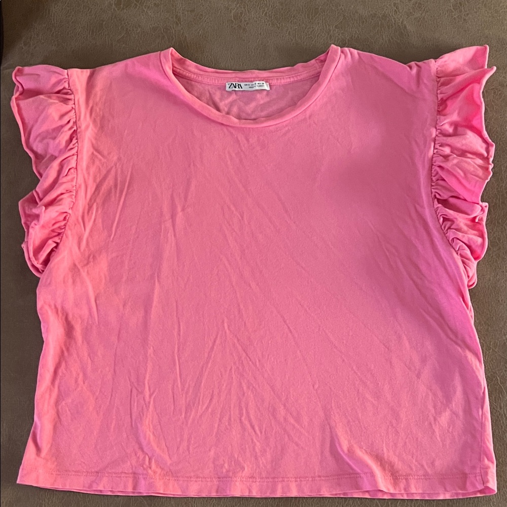 Zara Pink Ruffle Sleeve Tee